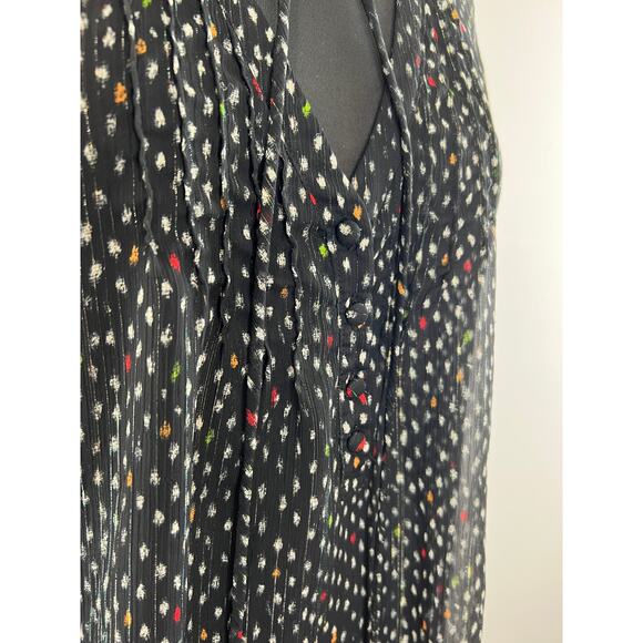 Patterson J. Kincaid Black 3/4 Sleeve Tie Neck Dot Print Women's Blouse Size M - Picture 4 of 11